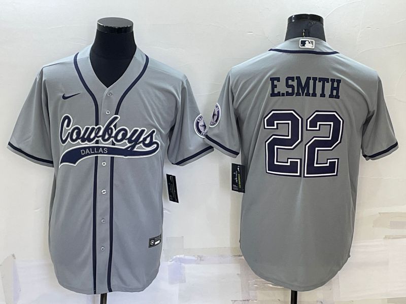 Men Dallas Cowboys #22 E.smith Grey 2022 Nike Co branded NFL Jersey